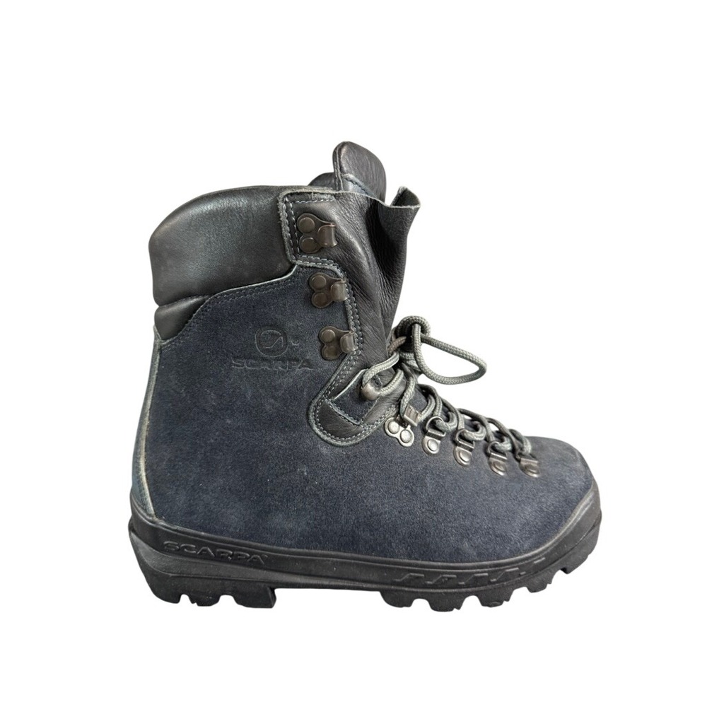 NWOB Scarpa Italy Navy Blue Suede Leather Mountaineering Hiking Boots Mens 41